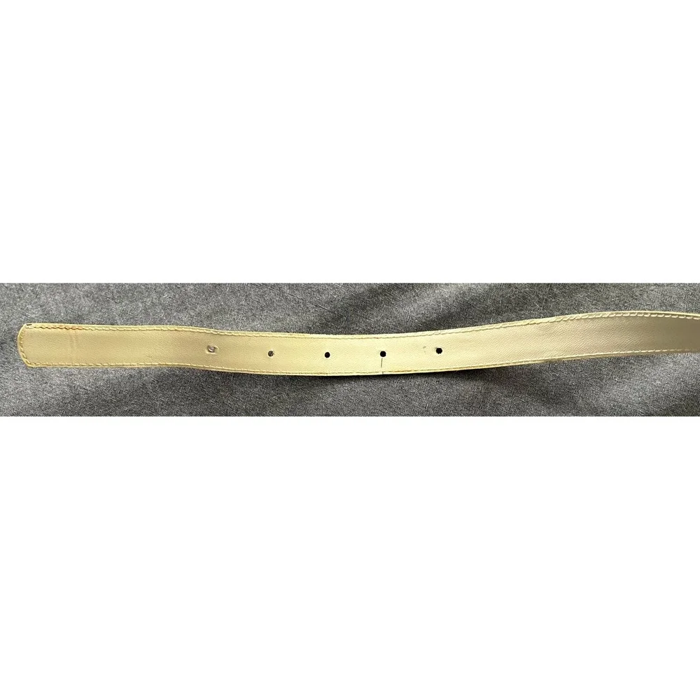 FOB Trading Women Pastel Yellow Skinny Leather Belt Wrapped Buckle Size Small